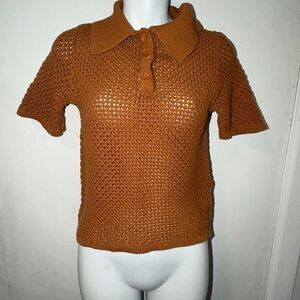 DAPHNEA PARIS Amber Cotton Knit Polo Shirt-S